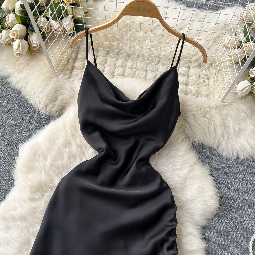 VAKKV Simple Satin Dresses, Fashion Dresses P269