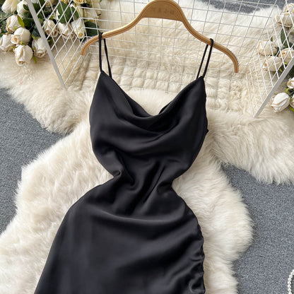 VAKKV Simple Satin Dresses, Fashion Dresses P269