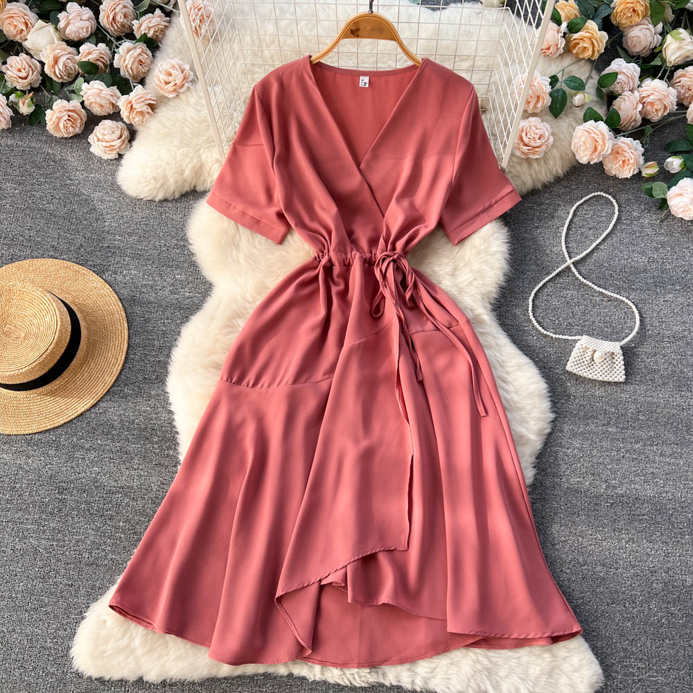 VAKKV Lovely V-neck Short Dress, A-line Girl Fashion Dress P276