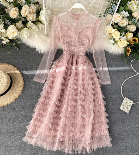VAKKV Stylish A Line Long Sleeve Dress P261