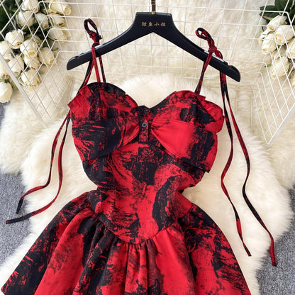 VAKKV Red A-line Short Dress, Fashion Dress P264