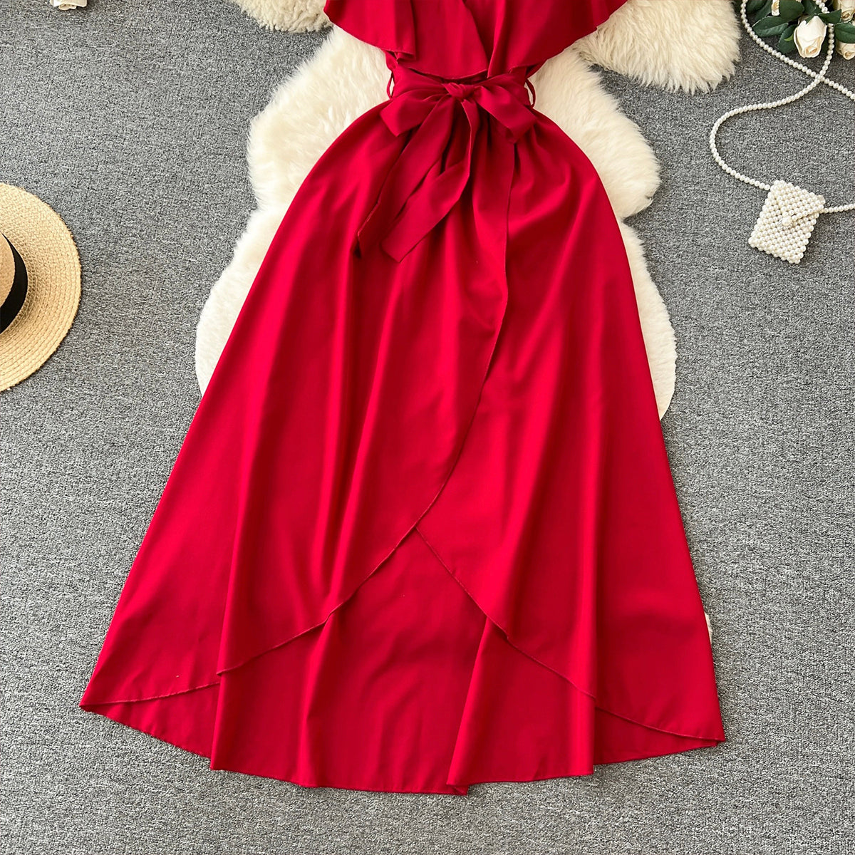 VAKKV Cute V-neck Dress, A-line Fashion Dress P262