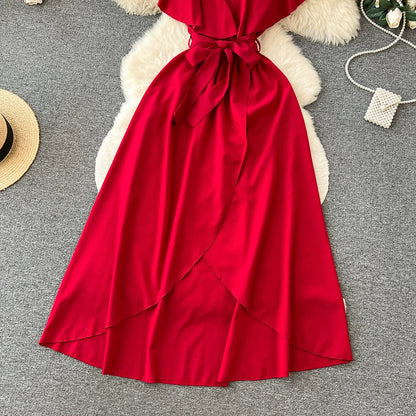 VAKKV Cute V-neck Dress, A-line Fashion Dress P262