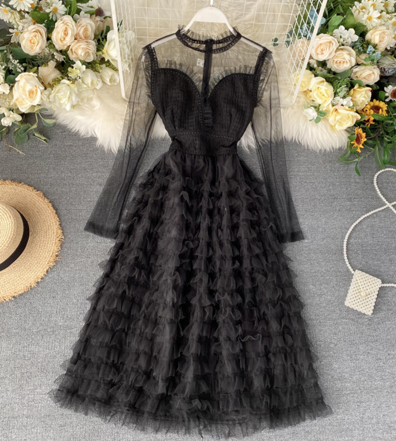 VAKKV Stylish A Line Long Sleeve Dress P261