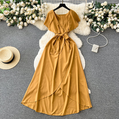 VAKKV Cute V-neck Dress, A-line Fashion Dress P262