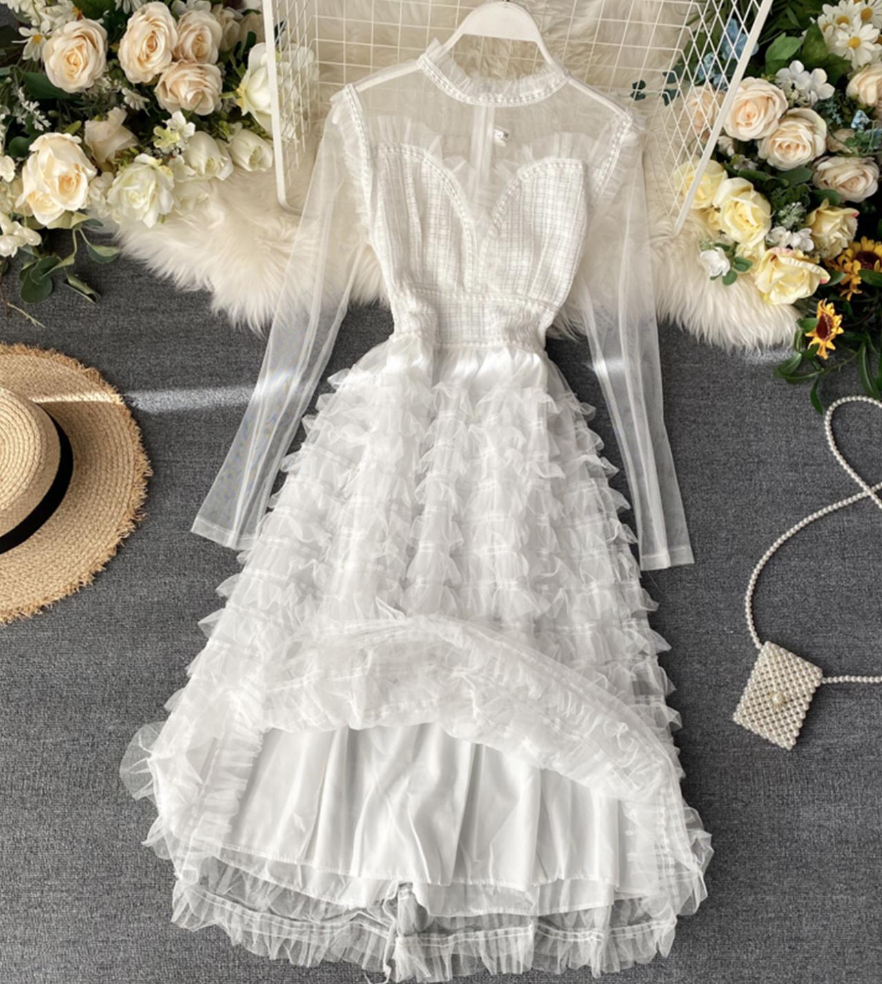 VAKKV Stylish A Line Long Sleeve Dress P261