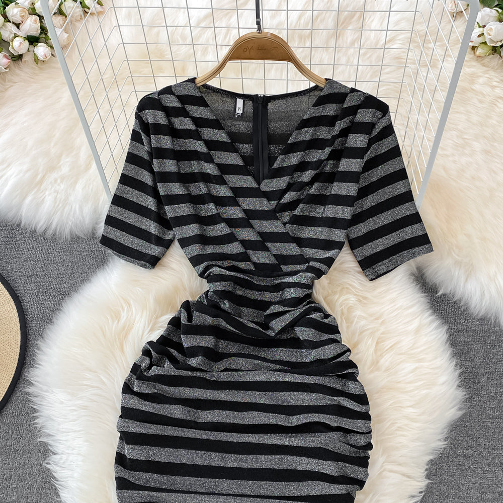 VAKKV Sexy V Neck Short Dress Fashion Dress P295
