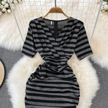 VAKKV Sexy V Neck Short Dress Fashion Dress P295