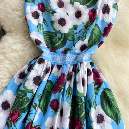 VAKKV Cute A Line Floral Dress Fashion Dress P306