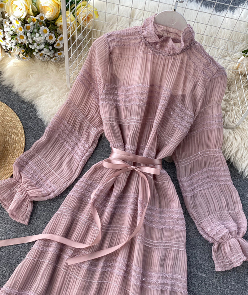 VAKKV Unique Tulle Long Sleeve Dress Fashion Dress P322