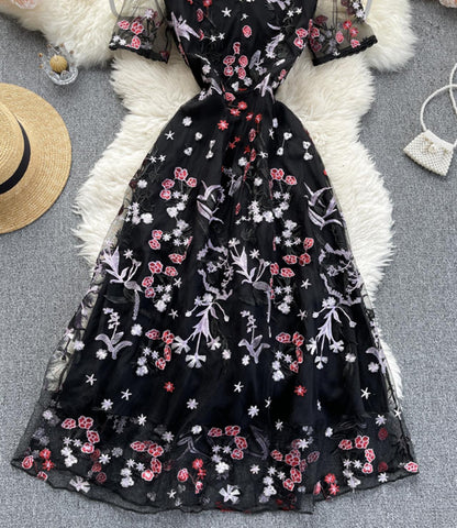 VAKKV Black A Line Lace Short Dress Fashion Dress P299