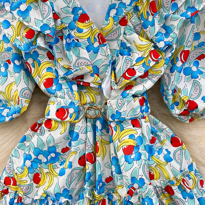 VAKKV Cute V-neck Floral Dresses, A-line Fashion Dresses P286