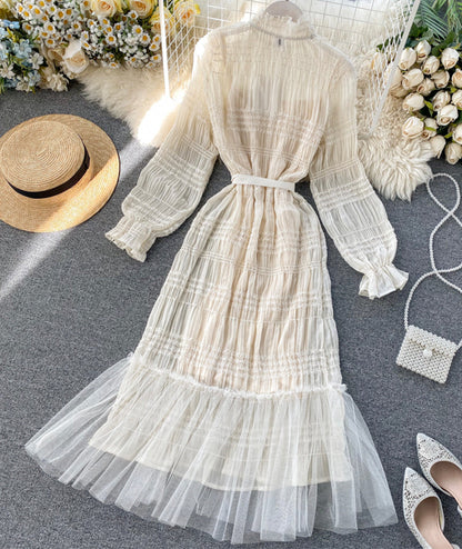 VAKKV Unique Tulle Long Sleeve Dress Fashion Dress P322