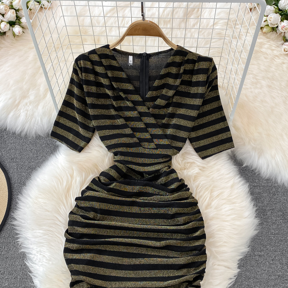 VAKKV Sexy V Neck Short Dress Fashion Dress P295