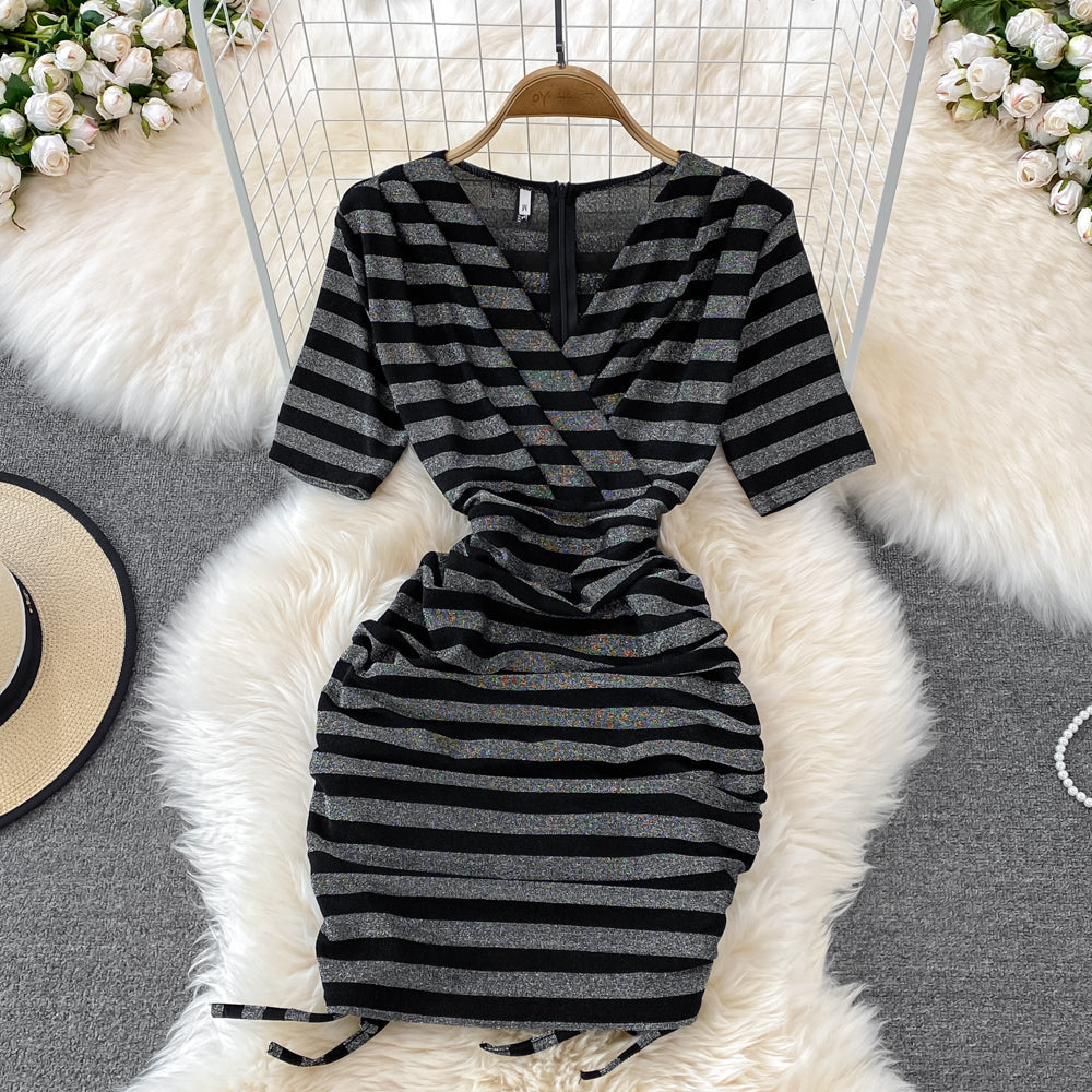 VAKKV Sexy V Neck Short Dress Fashion Dress P295
