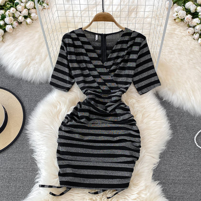 VAKKV Sexy V Neck Short Dress Fashion Dress P295