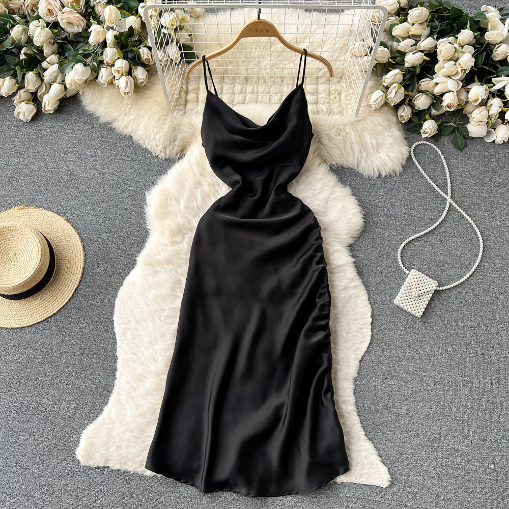 VAKKV Simple Satin Dresses, Fashion Dresses P269