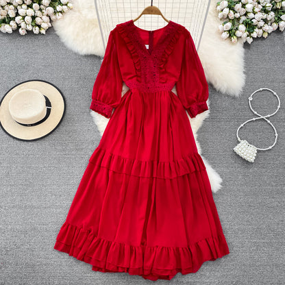 VAKKV Cute A-line Chiffon Dresses, V-neck 1/2 Sleeve Fashion Dresses P287