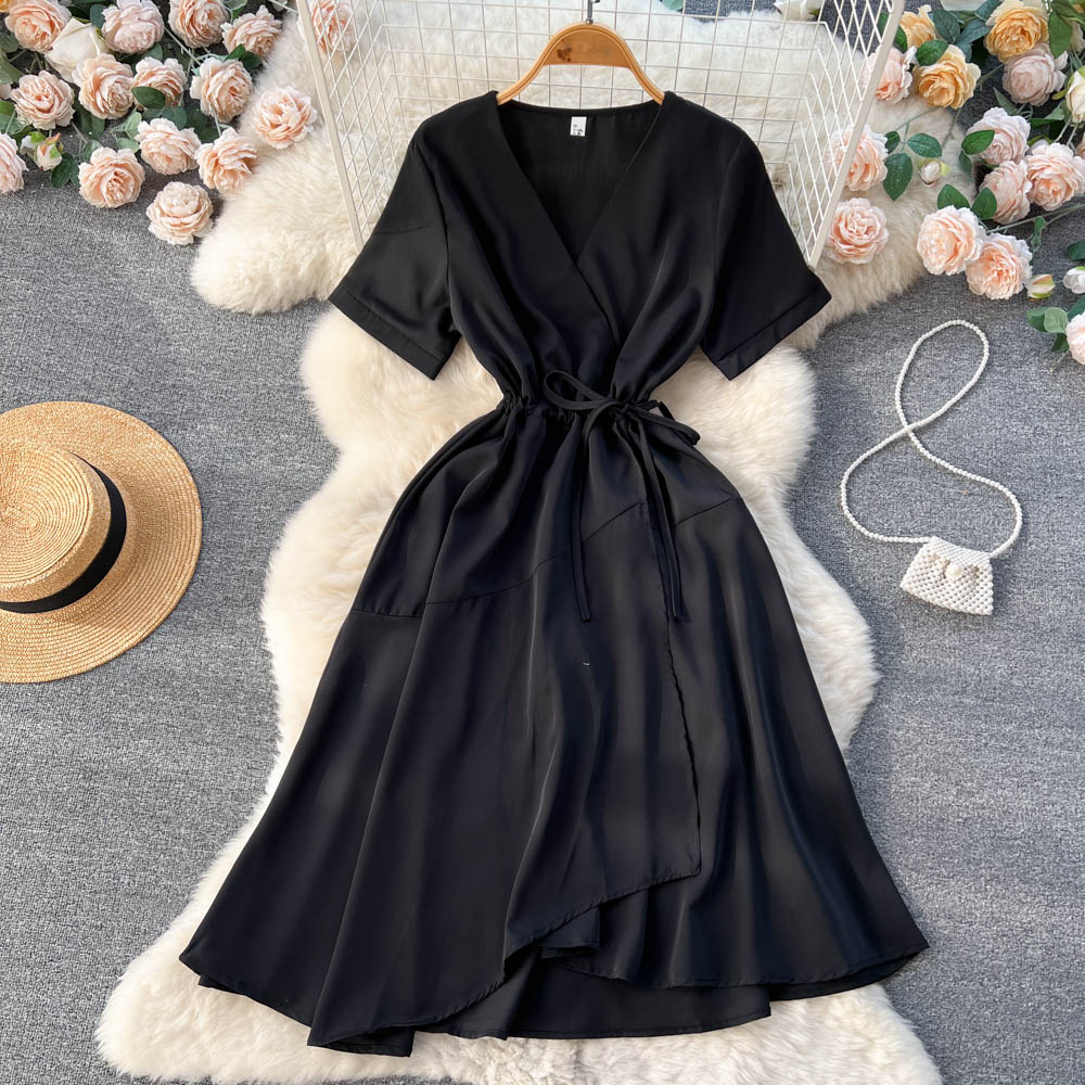 VAKKV Lovely V-neck Short Dress, A-line Girl Fashion Dress P276