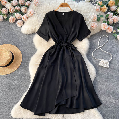 VAKKV Lovely V-neck Short Dress, A-line Girl Fashion Dress P276