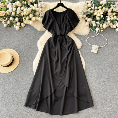 VAKKV Cute V-neck Dress, A-line Fashion Dress P262