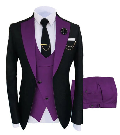 Gold Mens Prom Suits Notched Lapel Slim Fit Wedding Suit For Men Tuxedos Three Pieces Blazers Jacket Vest And Pants