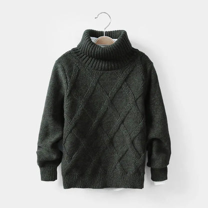 Boys Turtleneck Sweater Knitwear Winter Warm Turtle Neck Children Long Sleeve Cardigan Bebe Knitted Sweaters School Uniform 201128