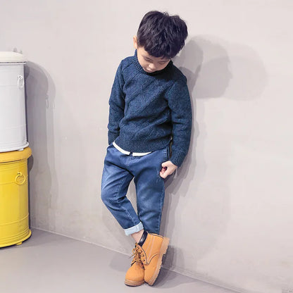 Boys Turtleneck Sweater Knitwear Winter Warm Turtle Neck Children Long Sleeve Cardigan Bebe Knitted Sweaters School Uniform 201128