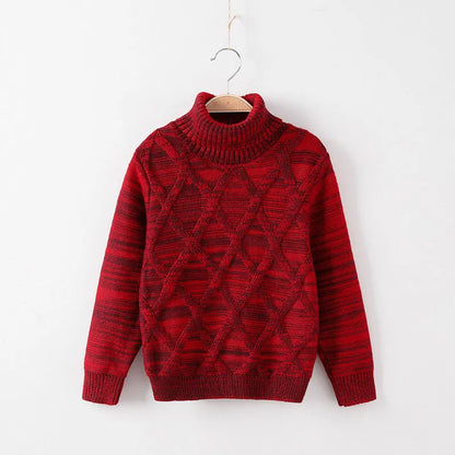 Boys Turtleneck Sweater Knitwear Winter Warm Turtle Neck Children Long Sleeve Cardigan Bebe Knitted Sweaters School Uniform 201128