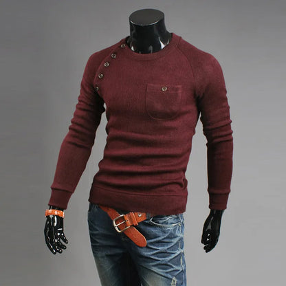 2017 New Arrival Mens Designer Autumn Pullover Sweaters Men Pocket Design Long Sleeve Irregular Knit Sweater Free Shipping