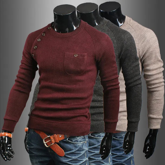 2017 New Arrival Mens Designer Autumn Pullover Sweaters Men Pocket Design Long Sleeve Irregular Knit Sweater Free Shipping