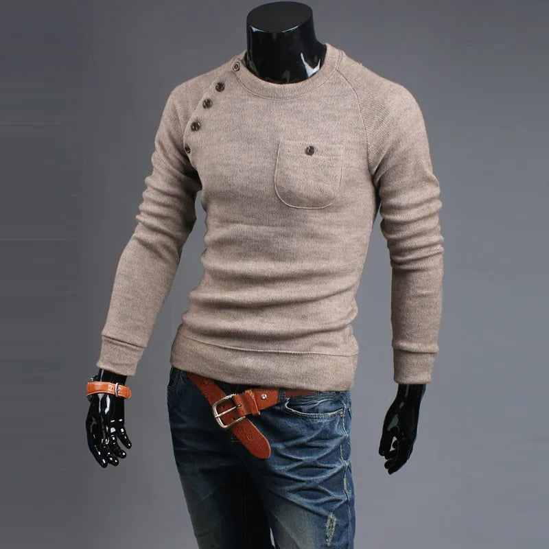 2017 New Arrival Mens Designer Autumn Pullover Sweaters Men Pocket Design Long Sleeve Irregular Knit Sweater Free Shipping
