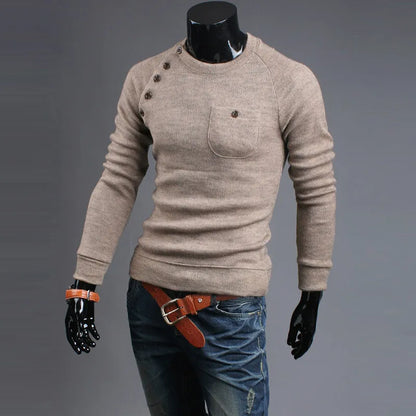 2017 New Arrival Mens Designer Autumn Pullover Sweaters Men Pocket Design Long Sleeve Irregular Knit Sweater Free Shipping