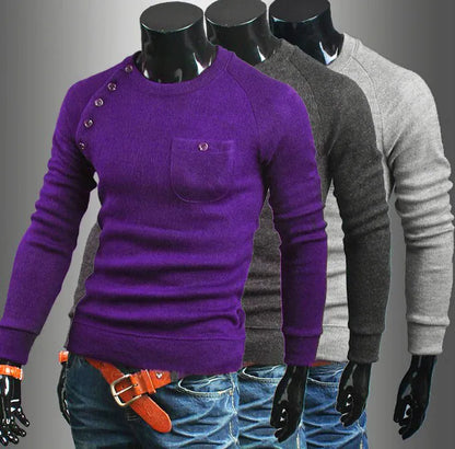 2017 New Arrival Mens Designer Autumn Pullover Sweaters Men Pocket Design Long Sleeve Irregular Knit Sweater Free Shipping