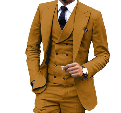 Custom Design Dark Green 3 Piece Suit Men Wedding Tuxedos Excellent Black Lapel Groom Tuxedos Men Business Dinner Prom Blazer Jacket Pants Tie Vest 211