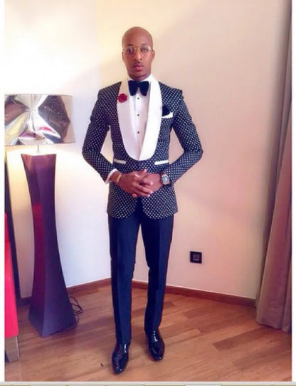 High Quality Two Buttons Pink Groom Tuxedos Groomsmen Notch Lapel Best Man Blazer Mens Wedding Suits (Jacket+Pants+Tie) D:38