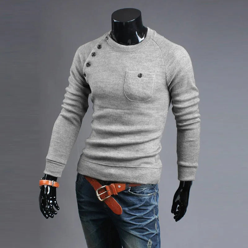 2017 New Arrival Mens Designer Autumn Pullover Sweaters Men Pocket Design Long Sleeve Irregular Knit Sweater Free Shipping