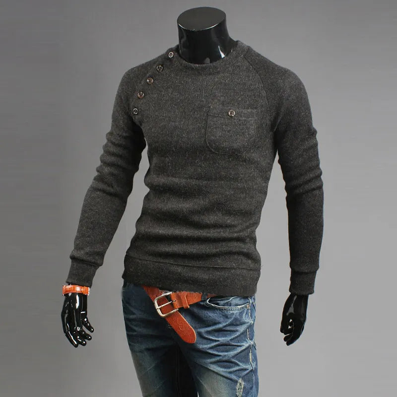 2017 New Arrival Mens Designer Autumn Pullover Sweaters Men Pocket Design Long Sleeve Irregular Knit Sweater Free Shipping