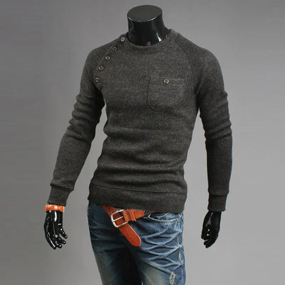 2017 New Arrival Mens Designer Autumn Pullover Sweaters Men Pocket Design Long Sleeve Irregular Knit Sweater Free Shipping