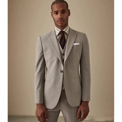 Brand New lavender Groom Tuxedos With Black Peak Lapel Groomsman Wedding 3 Piece Suit Popular Men Business Jacket Blazer(Jacket+Pants+Tie+Vest) 69