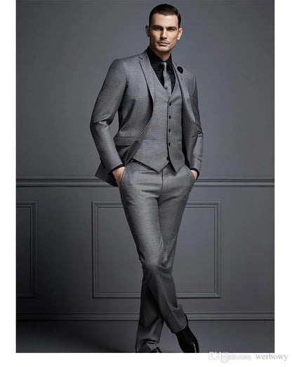 Handsome Grey Suits For Men Fashion Groom Suit Wedding Tuxedos Buy Again My Orders Traje de tres piezas para hombres FATO de Mens (Jacket+Vest+Pants) HY6004