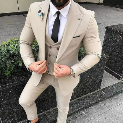 Brand New lavender Groom Tuxedos With Black Peak Lapel Groomsman Wedding 3 Piece Suit Popular Men Business Jacket Blazer(Jacket+Pants+Tie+Vest) 69