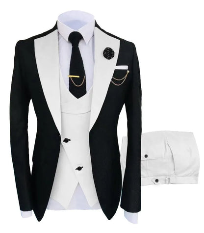 Gold Mens Prom Suits Notched Lapel Slim Fit Wedding Suit For Men Tuxedos Three Pieces Blazers Jacket Vest And Pants